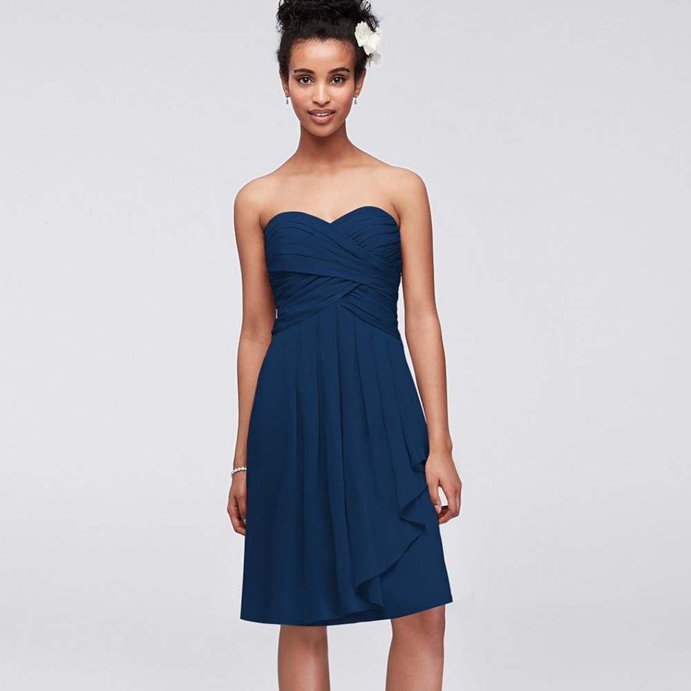 David's Bridal Navy Strapless Dress